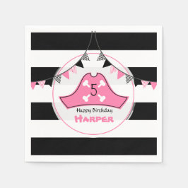 Pink Pirate Birthday Napkins Serviette