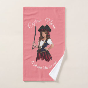 Pink Pirate Girl Badhandtuch Set