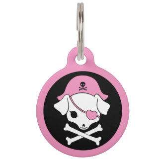 Pink Pirate Pet ID Tag Haustiermarke