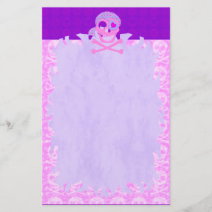 Pink Pirate Skull Flame Stationierung Briefpapier