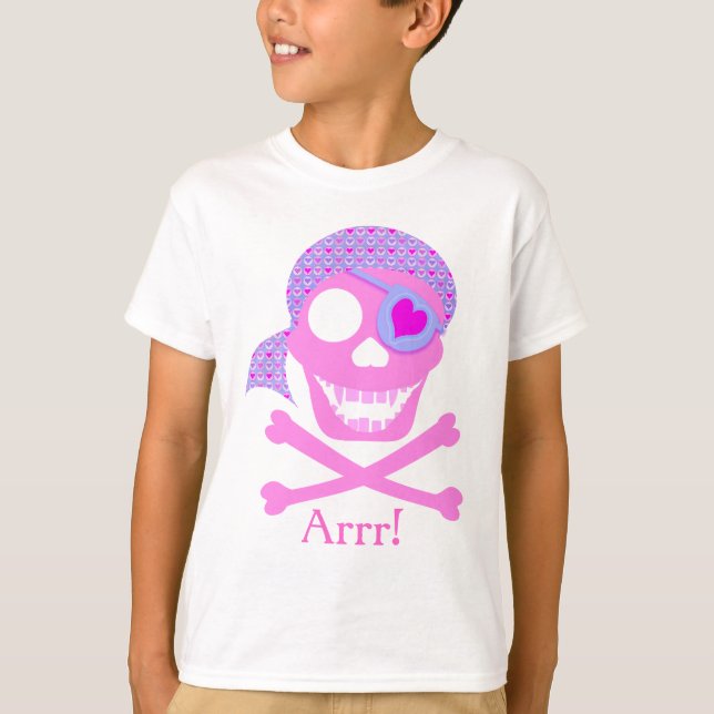 Pink Pirate Skull Kids Shirts (Vorderseite)