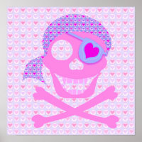 Pink Pirate Skull Poster
