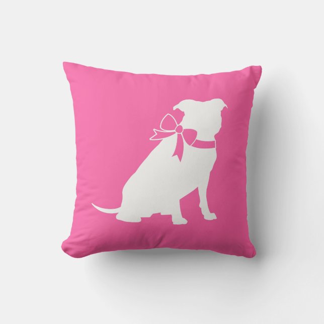 Pink Pit Bull Dog Babydusche Kissen (Vorderseite)