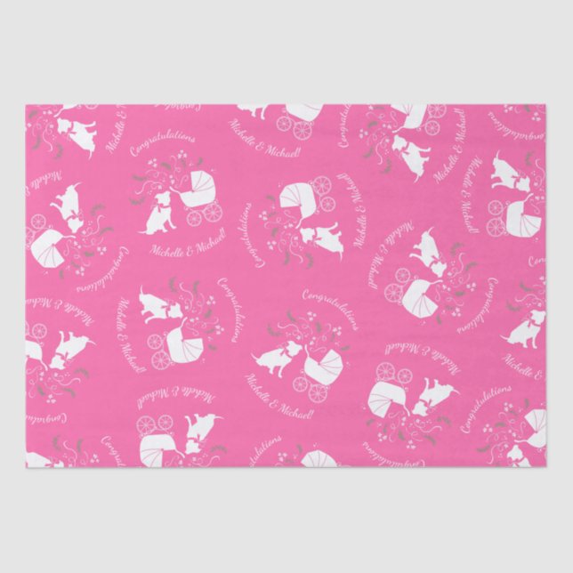 Pink Pit Bull Dog Babydusche Seidenpapier (Vorderseite)