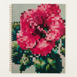 Pink pixel floral illustration planer