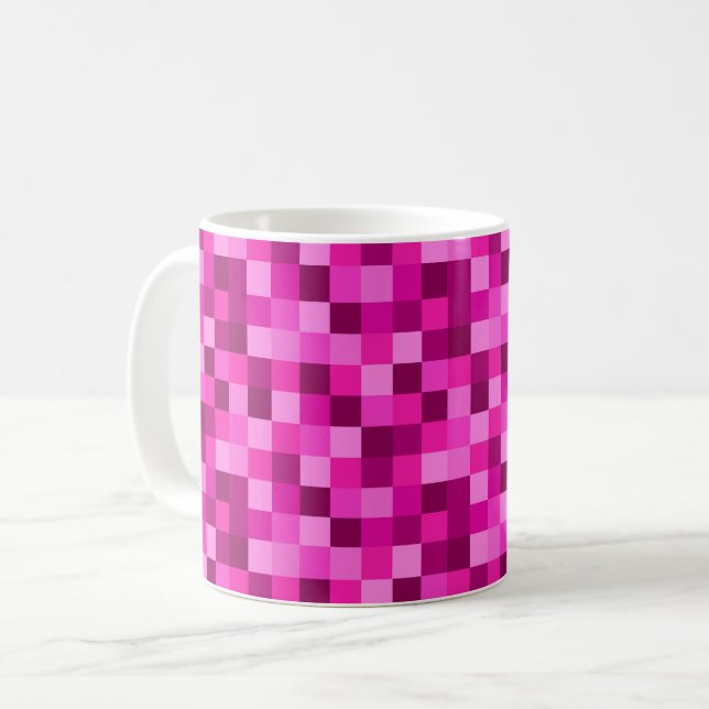 Pink Pixels Printed Coffee Mug Cup Kaffeetasse (Vorderseite Links)