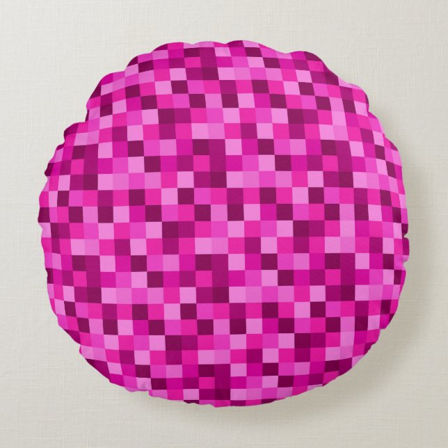 Pink Pixels Stylish Throw Pillow Minecraft Design Rundes Kissen (Vorderseite)