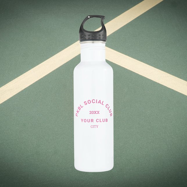Pink PKBL Social Club Wappen Pickleball Edelstahlflasche (Von Creator hochgeladen)