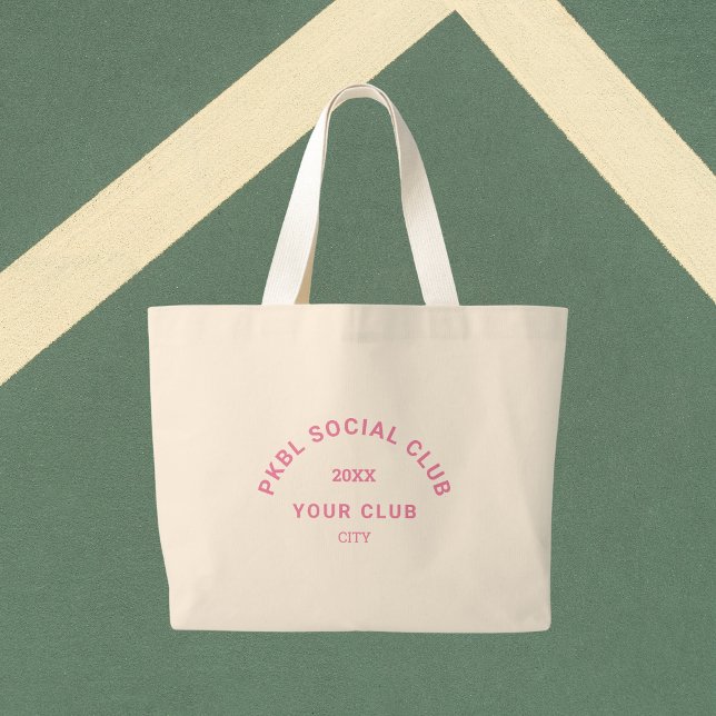 Pink PKBL Social Club Wappen Pickleball Jumbo Stoffbeutel (Von Creator hochgeladen)