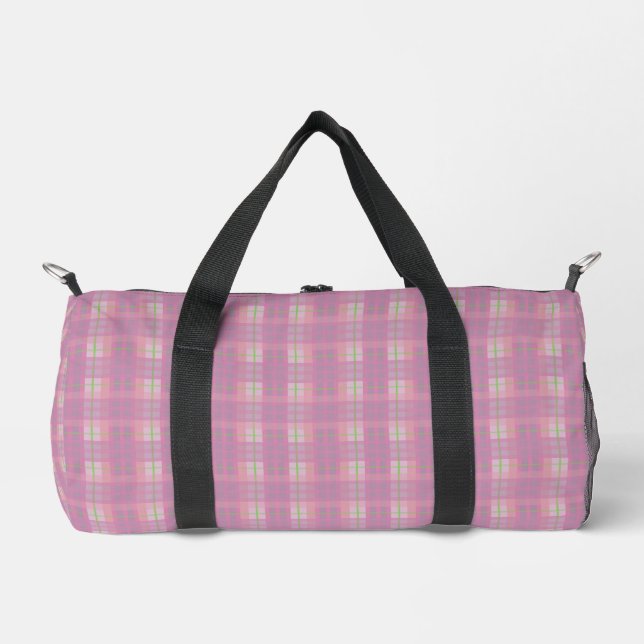 Pink Plaid Duffle Bag, Small Bag (Vorderseite)