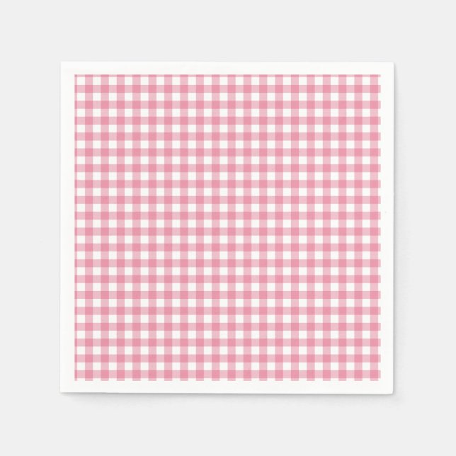 Pink Plaid Gingham Baby Shower Serviette (Vorderseite)