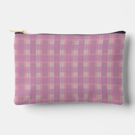 Pink Plaid Pouch Zubehörtasche
