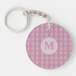 Pink Plaid Stripes Key Chain Capital Initial Schlüsselanhänger
