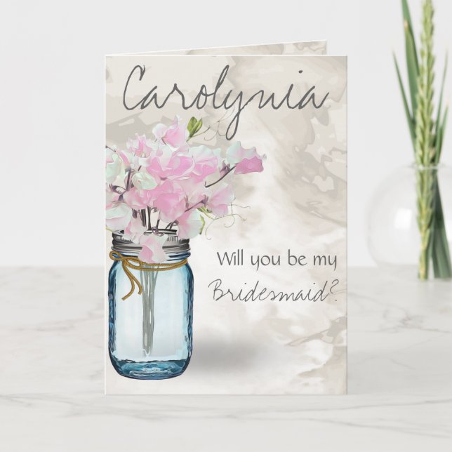 PINK PLATTERBSEN VINTAG MASON JAR WATERCOLLE EINLADUNG (Vorderseite)