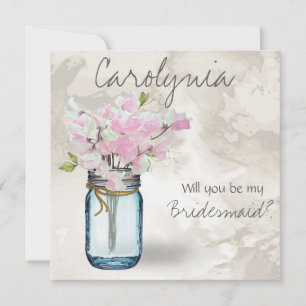 PINK PLATTERBSEN VINTAG MASON JAR WATERCOLOR EINLADUNG
