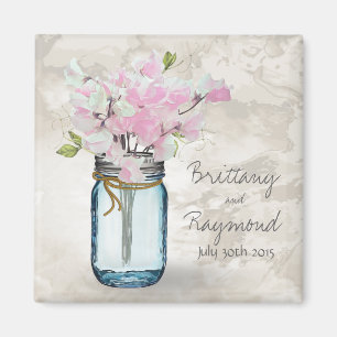 PINK PLATTERBSEN VINTAG MASON JAR WATERCOLOR MAGNET