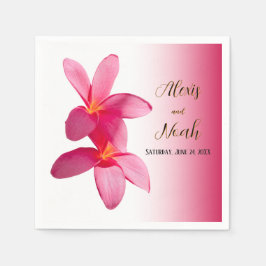 Pink Plumeria Blume auf Rosa, Bläsernchen, Hochzei Serviette