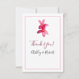 Pink Plumeria Blume, Moderne Hochzeit, vielen Dank Einladung