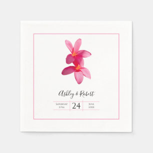 Pink Plumeria Blume, Moderne HochzeitsNapkins Serviette