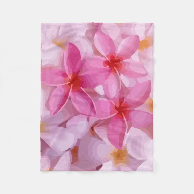 Pink Plumeria Blume Pattern Fleecedecke (Vorderseite)