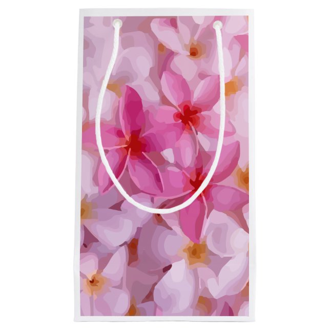 Pink Plumeria Blume Pattern Kleine Geschenktüte (Vorderseite)