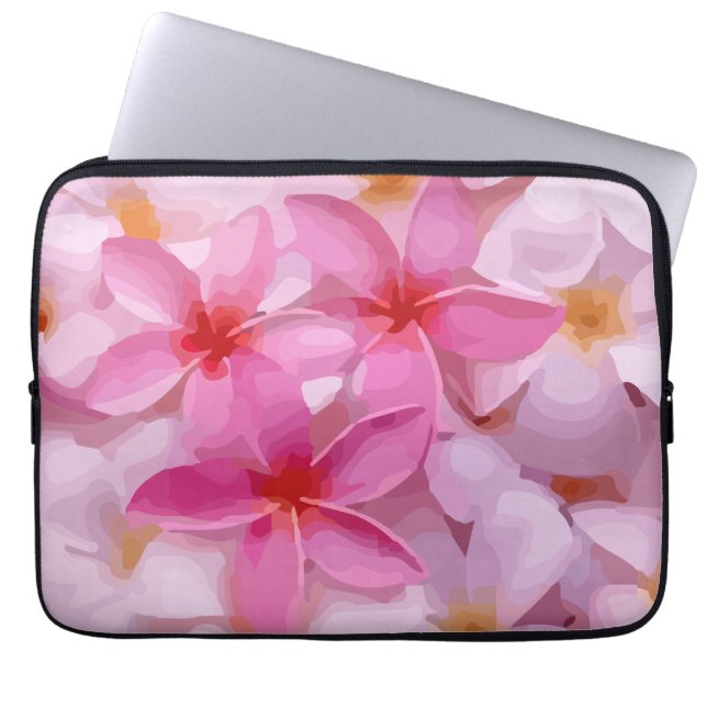 Pink Plumeria Blume Pattern Laptopschutzhülle (Vorderseite)