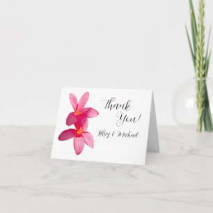 Pink Plumeria Blume, tropische Hochzeiten, Hochzei Dankeskarte