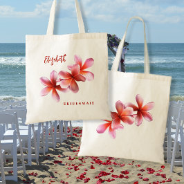 Pink Plumeria Bridesmaid Personalisiert Tote Bag Tragetasche