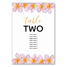 Pink Plumeria Frangipani Wedding Guest Names