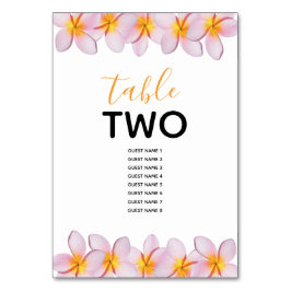 Pink Plumeria Frangipani Wedding Guest Names Tischnummer