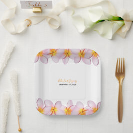 Pink Plumeria Frangipani Wedding Pappteller