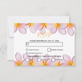Pink Plumeria Frangipani Wedding RSVP Cards Karte