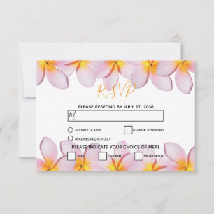 Pink Plumeria Frangipani Wedding RSVP Cards Karte