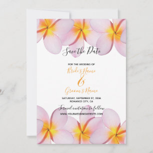 Pink Plumeria Frangipani Wedding Save the Date