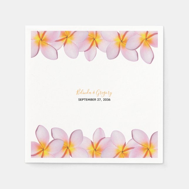 Pink Plumeria Frangipani Wedding Serviette (Vorderseite)