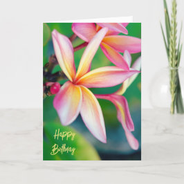 Pink Plumeria Happy Birthday Card Dankeskarte