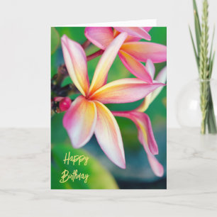 Pink Plumeria Happy Birthday Card Dankeskarte