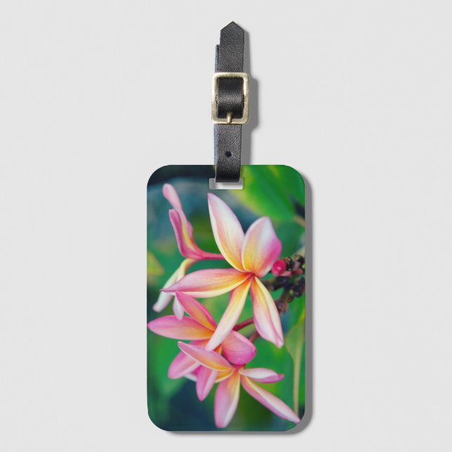 Pink Plumeria Luggage Tag Gepäckanhänger (Vorderseite Vertikal)