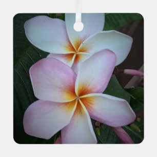 Pink Plumeria Metal Ornament Aus Metall