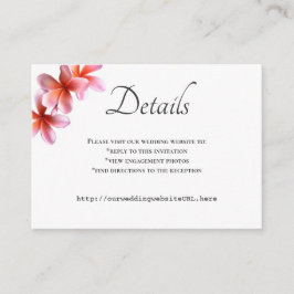 Pink Plumeria Wedding Details Umschließkarte Begleitkarte