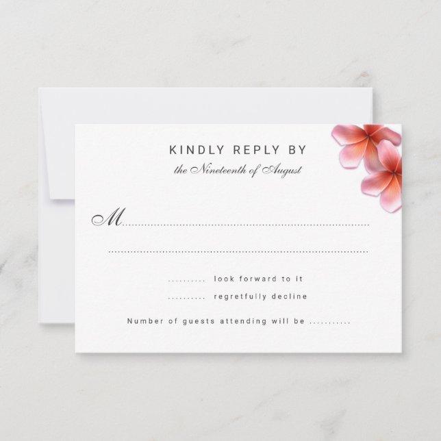 Pink Plumeria Wedding Repair Cards RSVP Karte (Vorderseite)