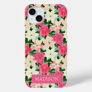 Pink Poinsettia Aquamarine Weihnachten Case-Mate iPhone Hülle