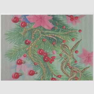 Pink Poinsettia Aquarell Frohe Weihnachten 2022 Seidenpapier