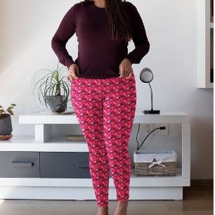 Pink Poinsettia Blumenmuster Leggings