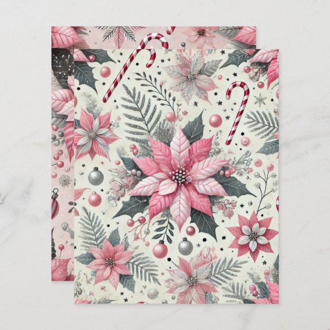 Pink Poinsettia & Candy Canes Scrapbook (Vorne/Hinten)