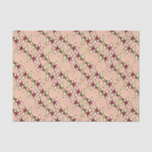 Pink Poinsettia Diagonal Strip Weihnachten Seidenpapier