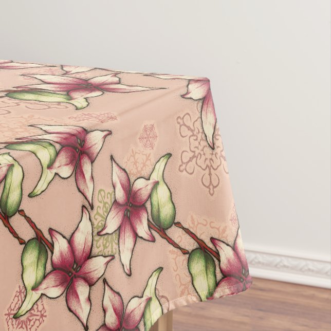 Pink Poinsettia Diagonal Strip Weihnachten Tischdecke (Beispiel)