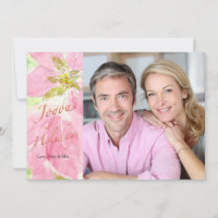 Pink Poinsettia Holiday Foto-Karte