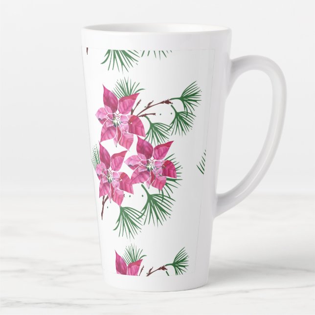 Pink Poinsettia Latte Tasse (Rechts)