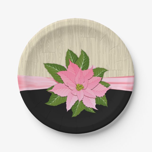 Pink Poinsettia Pappteller (Vorderseite)